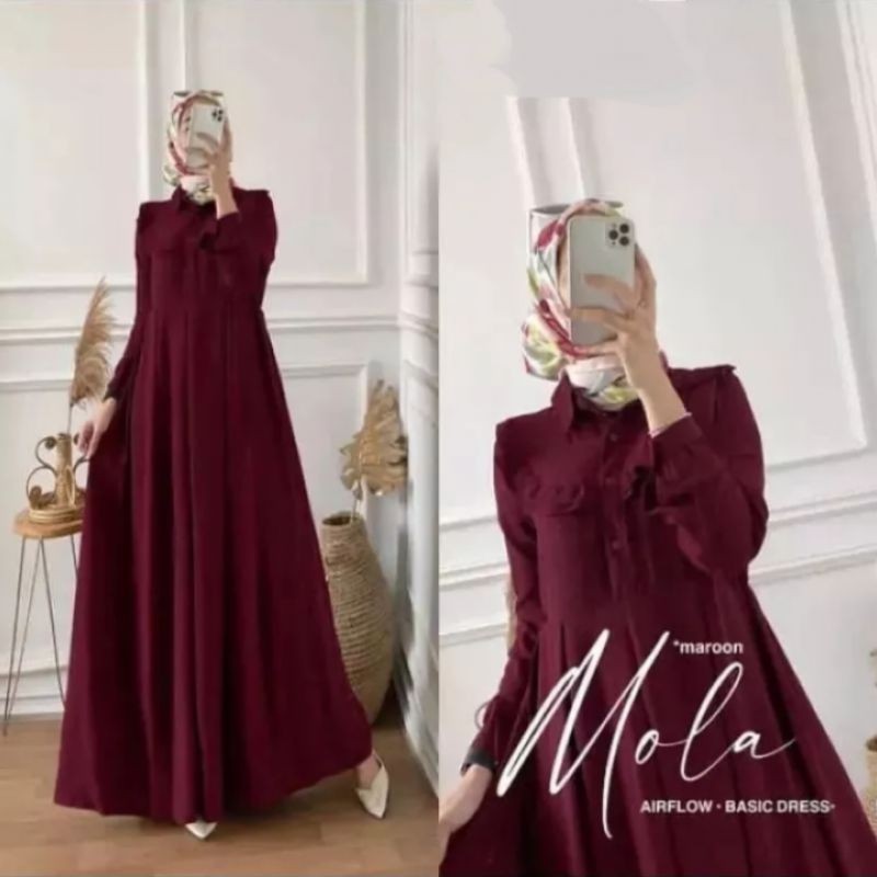 Gamis Wanita Terbaru 2024 Dress Pengajian Bahan Adem Brokat Sysri Bumil Busui Maxydrees Mididres Mod