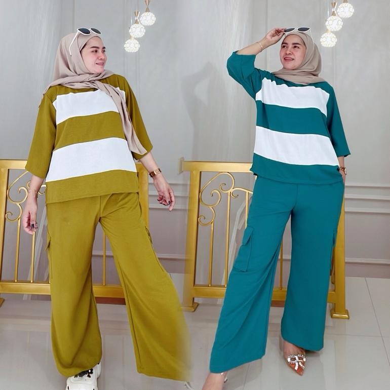 Setelan Celana Wanita Setelan Cargo Setcel Wanita Diana One Blaster Kekinian Muslimah Baju Atasan Bl