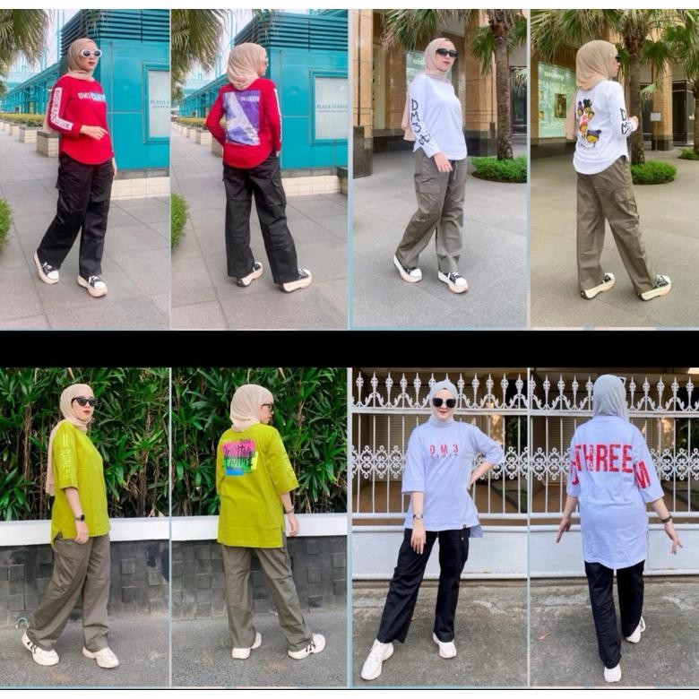 Setelan Celana Wanita Setelan Cargo Setcel Wanita Dm 3 Setelan Kaos Dan Celana Cargo