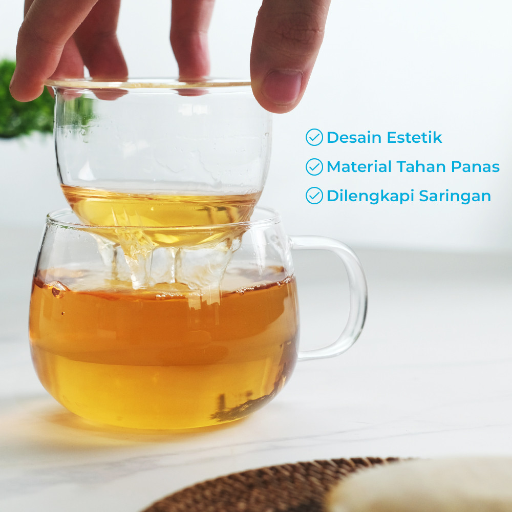 Gelas Cangkir Teh Tea Cup Mug with Infuser Filter