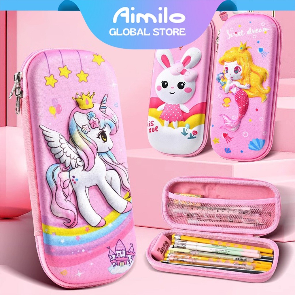 

J7W [READY] AIMILO TEMPAT PENSIL ANAK PEREMPUAN KOTAK PENSIL AESTHETIC 3D WATERPROOF ALAT TULIS