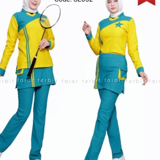 Pakaian Olahraga Wanita Dewasa Setelan Senam Muslim Baju Aerobic Perem