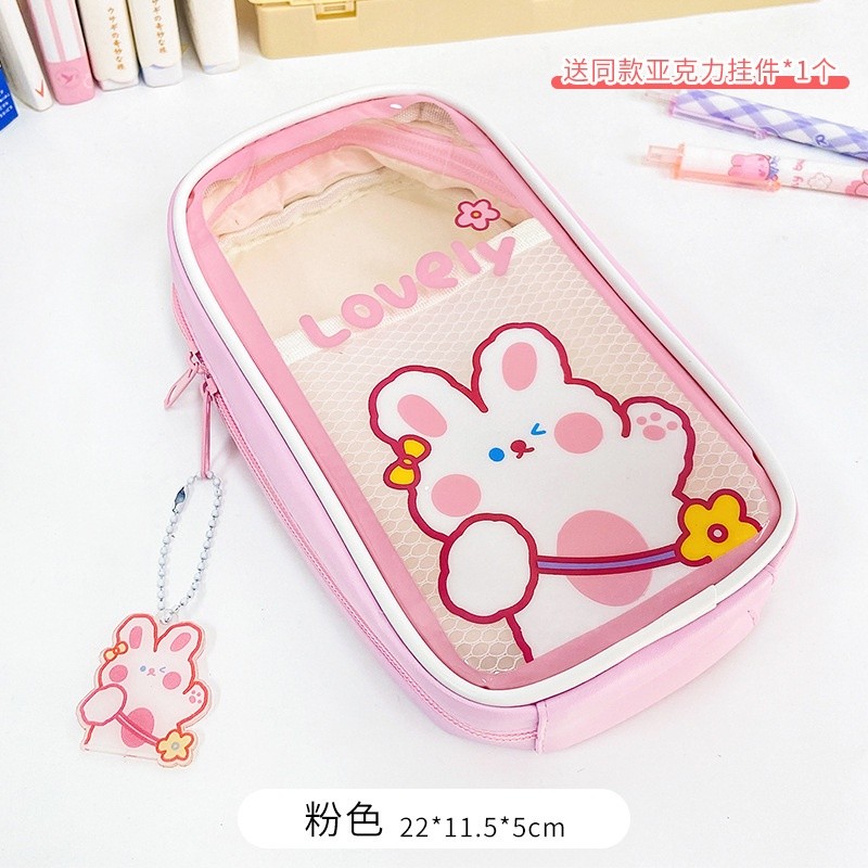 

COBA (FREE GANTUNGAN) 3 SLOT TEMPAT PENSIL AESTHETIC RESLETING/ PENCIL CASE AESTHETIC KARTUN JEPANG