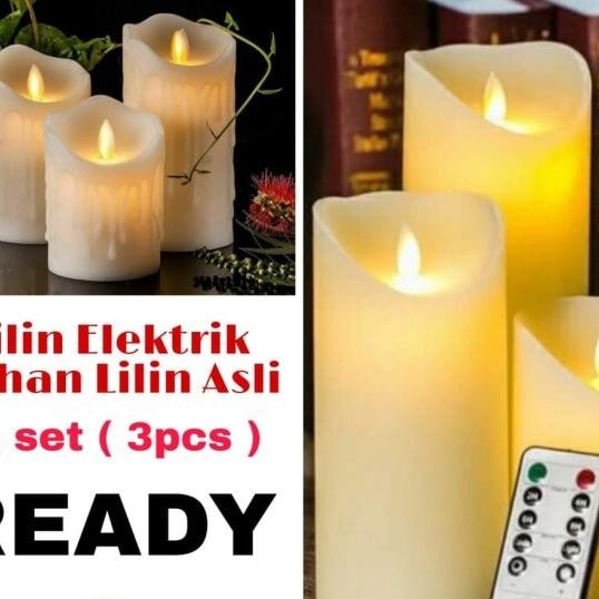 Bahan Wax Lilin Lilin Besar Elektrik Goyang Dengan Remote (3Pcs)