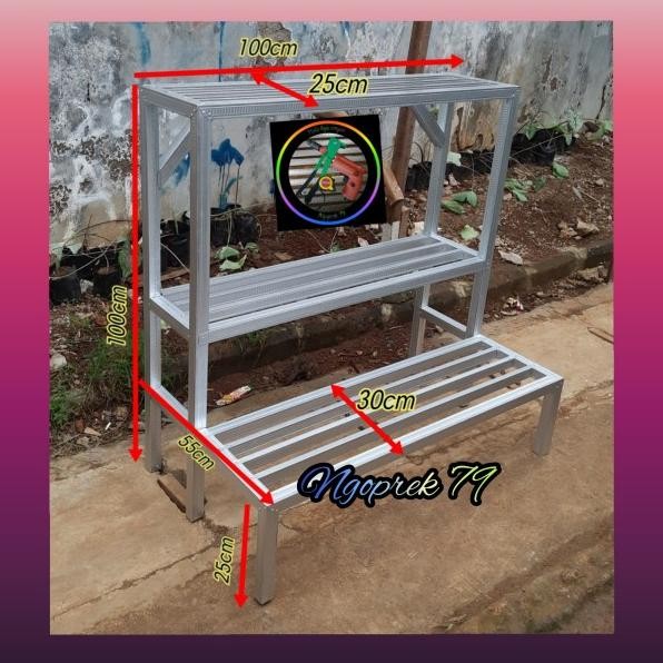 Rak Pot Tanaman/Bunga Baja Ringan Terbaru 2 Tangga 3 Susun Berkualitas