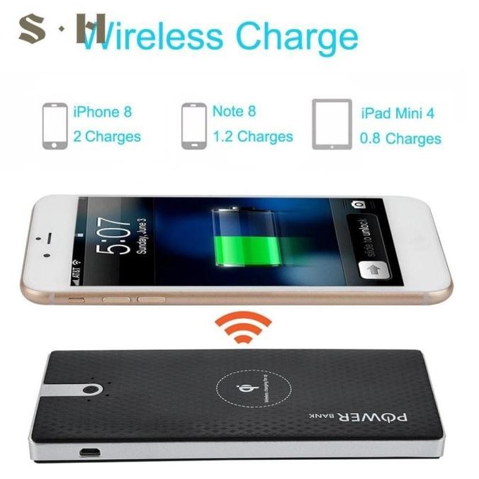 Power Bank Wireless Tahan Lama Qi 10000 MAh
