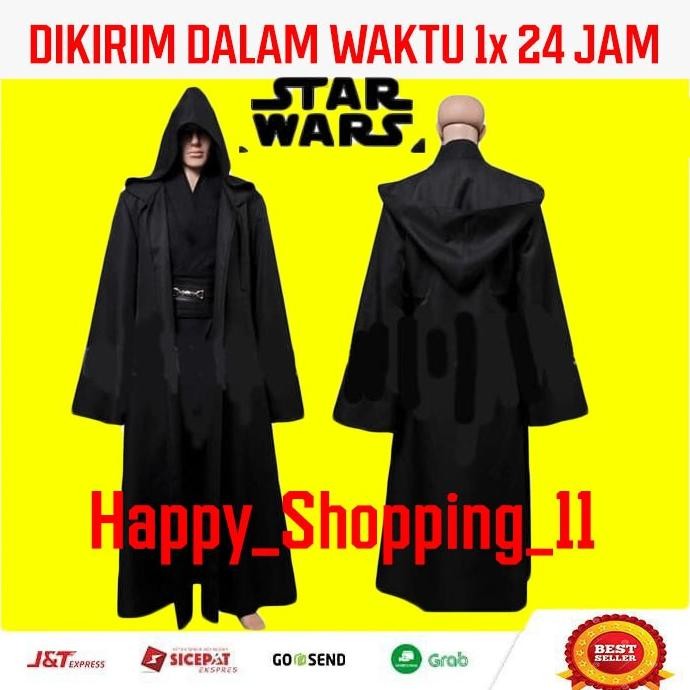 Kostum jubah hitam starwars jedi vader anak dewasa halloween