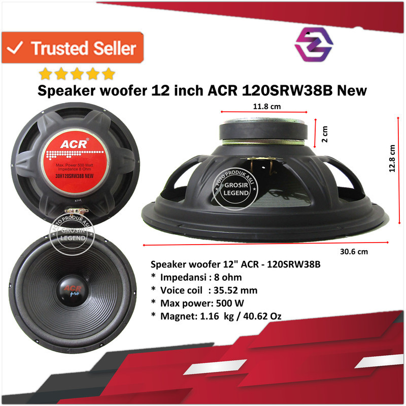 Speaker woofer wofer 12 inch ACR 120SRW38B New