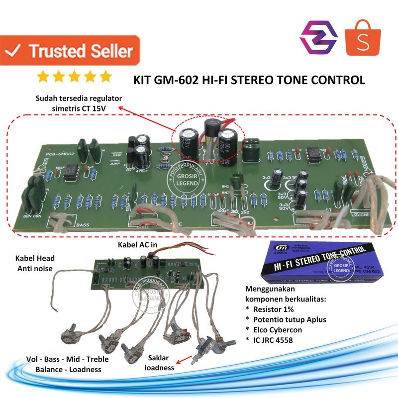 Kit tone control HI-FI stereo GM 602