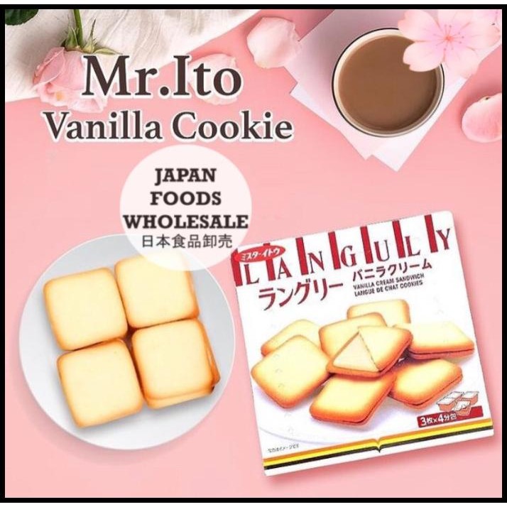 

Mr. Ito Languly Vanilla Cream Sandwich 129.6Gr / Biskuit Impor