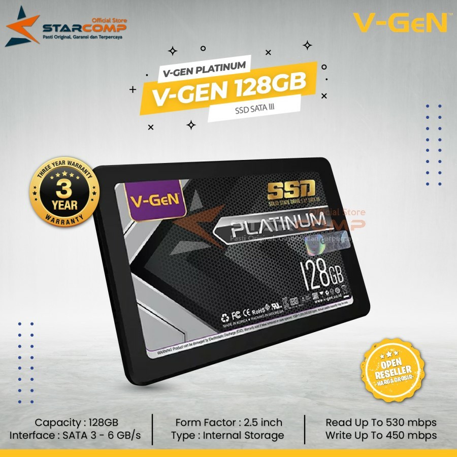 SSD V-Gen 128GB 256GB 512GB 1TB Platinum SATA III 2.5 Inch Laptop PC Komputer Windows
