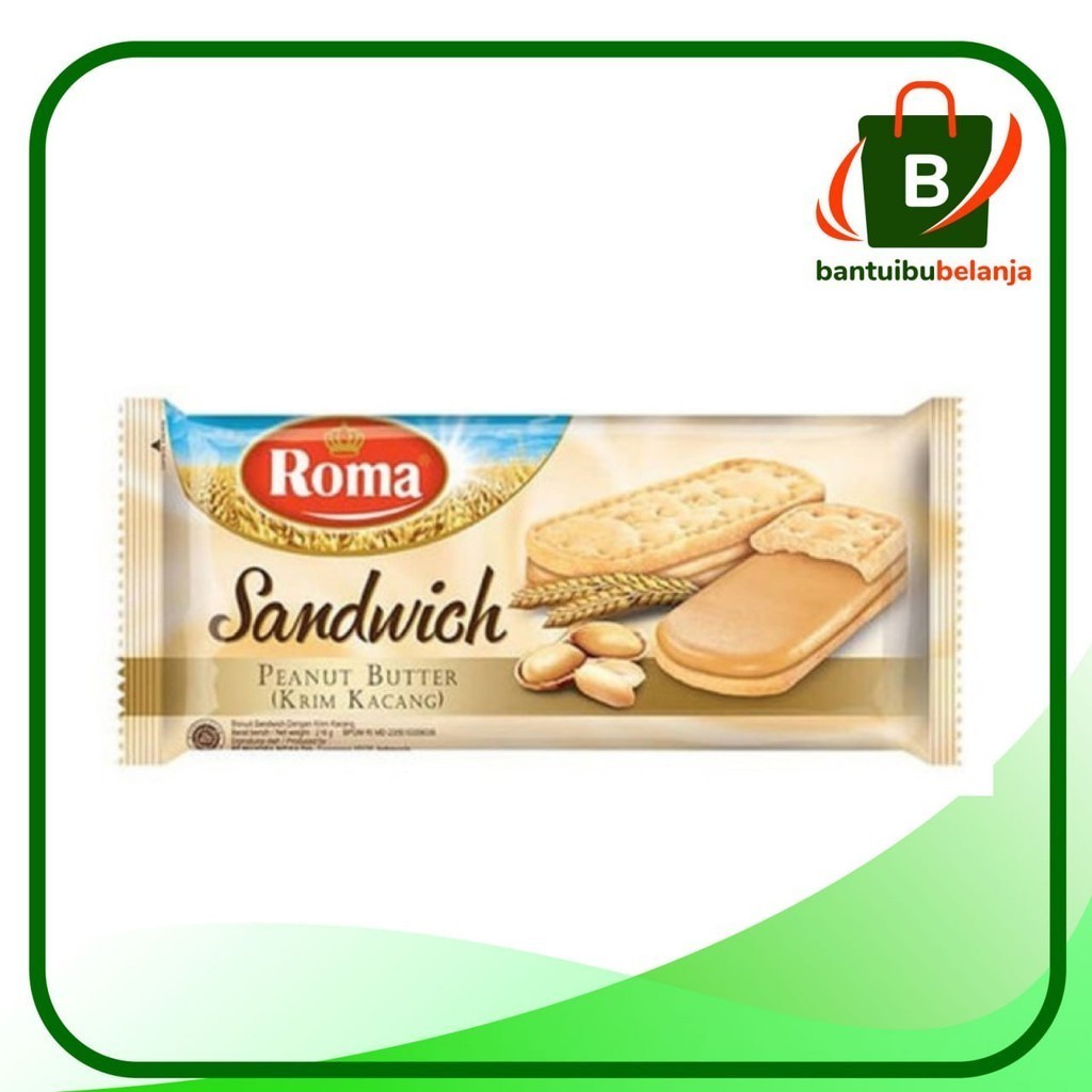 

ROMA Sandwich Peanut Butter 180gram - Snack Biskuit Krim Kacang