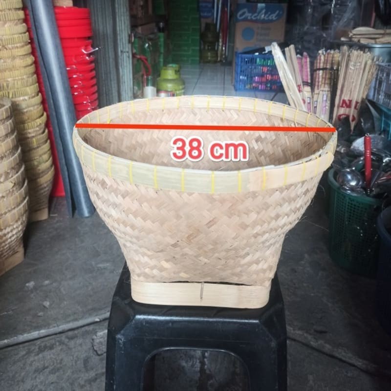 Bakul bambu besar 38 cm/ Bakul cuci beras besar/ Bakul nasi bambu 7 liter