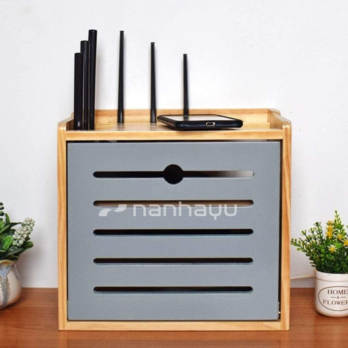 Rak Router Wifi Storage Box Dan Tempat Stop Kontak - Grey
