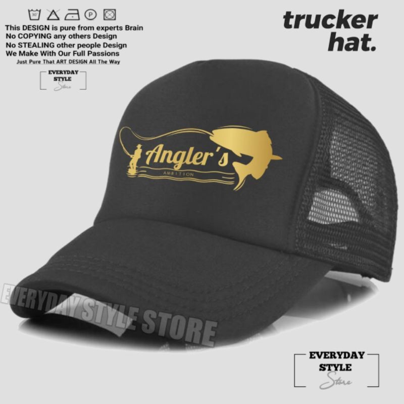 BELANJA TOPI ANGLER'S FISHING AMBITION TRUCKER JARING / TOPI MANCING ANGLER GOLD VERSION A4