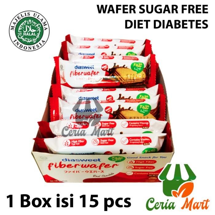 

Wafer Bebas Gula Diet Diabetes Fiber Wafer Coklat Box Isi 15 Diasweet