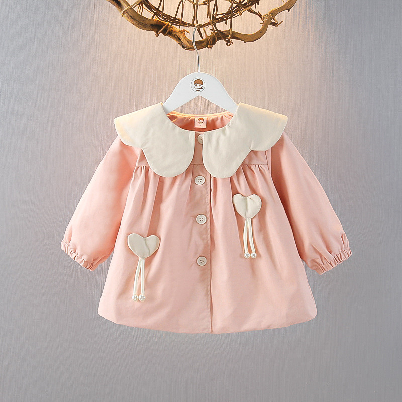 Mantel Trench Kecil Anak-anak, Jaket Putri Gaya Barat Kasual Gaya Korea