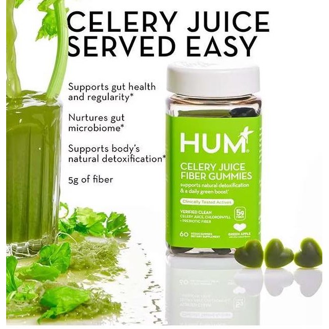 

HUM Nutrition Celery Juice Fiber Gummies prebiotic fiber Healthy Gut __Nasara