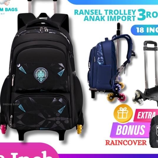 Tas Troli Anak Laki Laki Roda 3 - Tas Koper Anak - Tas Trolley