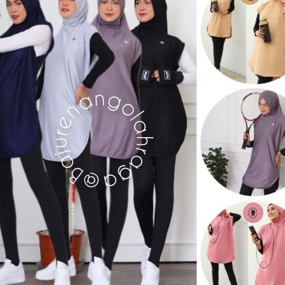Jilbab Olahraga Wanita Muslim Muslimah Rompi Hijab Sport
