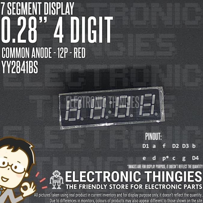 Baru SEVEN SEGMENT 0.28" 4BIT CA RED COMMON ANODE 7 SEGMEN thingie43 Diminati Banget