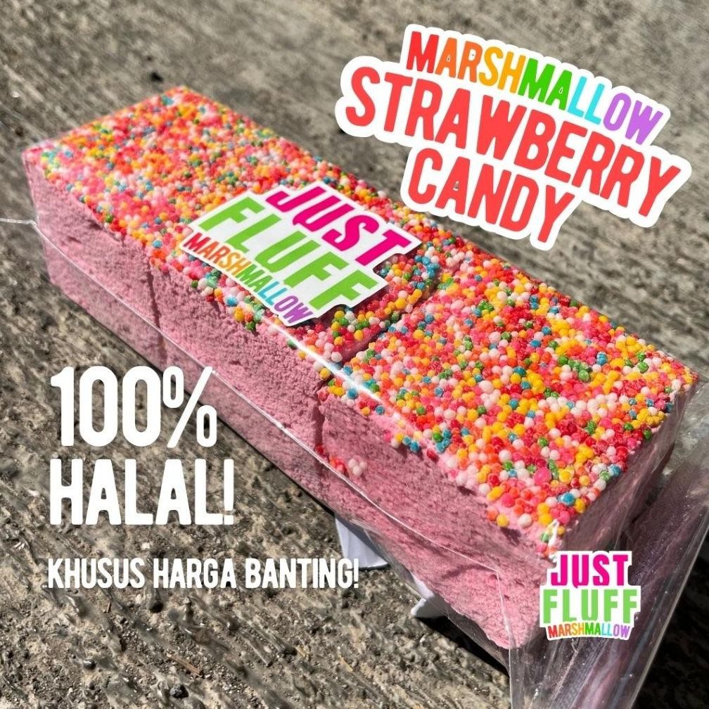 

Marshmallow JustFluff Strawberry Candy [HALAL] [3 KOTAK] Gourmet Marshmallow JustFluff