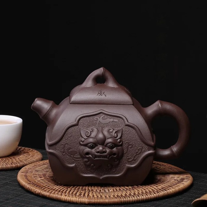 Han Teko Teh "Kepala Singa" Tanah Liat Ungu Yixing 500Ml Buatan Tangan