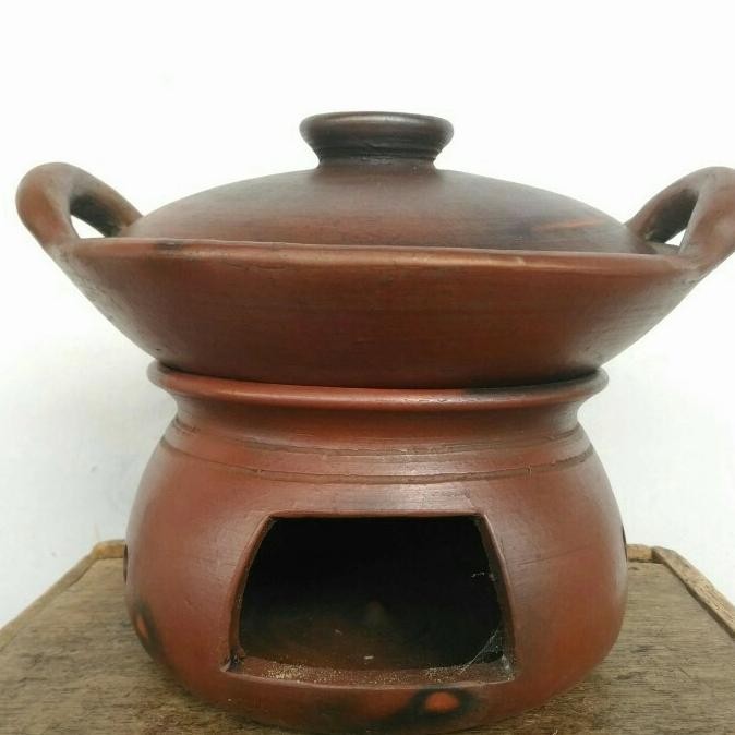 Han Kuali Tanah Liat Asli Baru Ukuran Jumbo + Tungku Packing 100% Aman