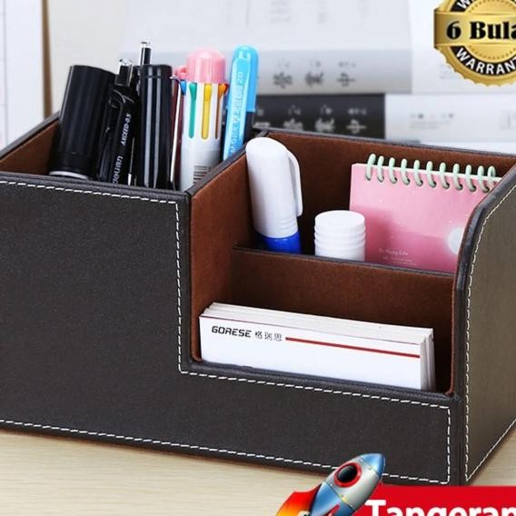 

Tempat Remote, Hp & Pul Business Holder Leather Desktop Organizer