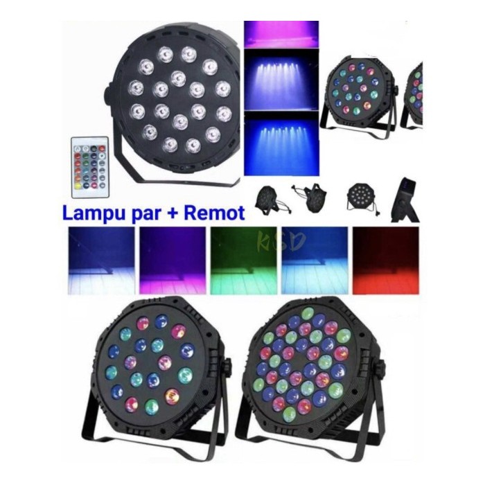 Produk Lampu Par Lampu Panggung Disco sorot putar LED RGB 18 / 36 Led Remot