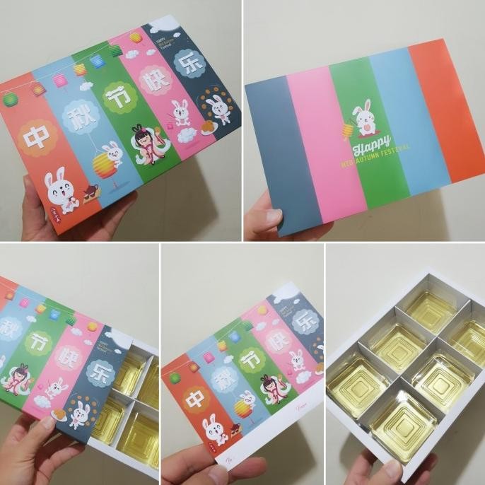 $+$+$+$+] Dus Mooncake 50 - 75 gr Sekat 6 " COLOURFUL RABBIT "