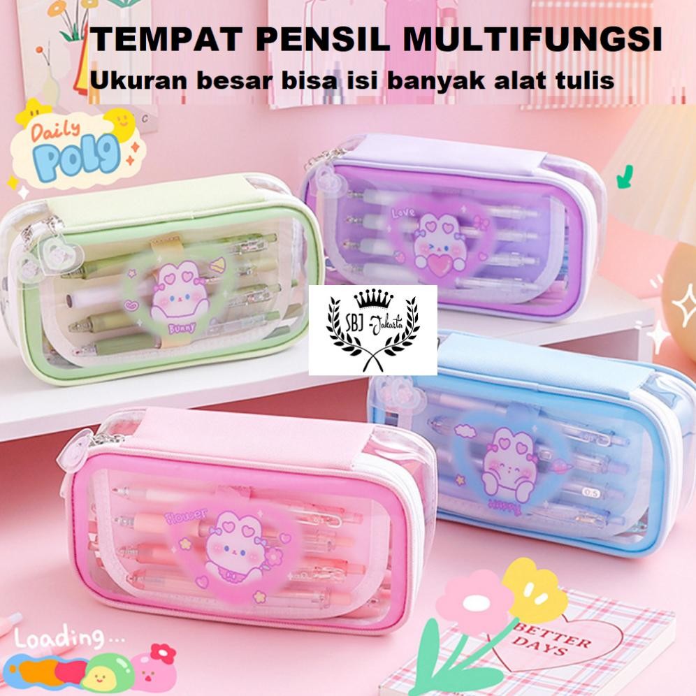 

ad-3 Tempat pensil Kotak Pensil anak perempuan cewek waterproof Happy Rabbit Kapasitas Besar Premium