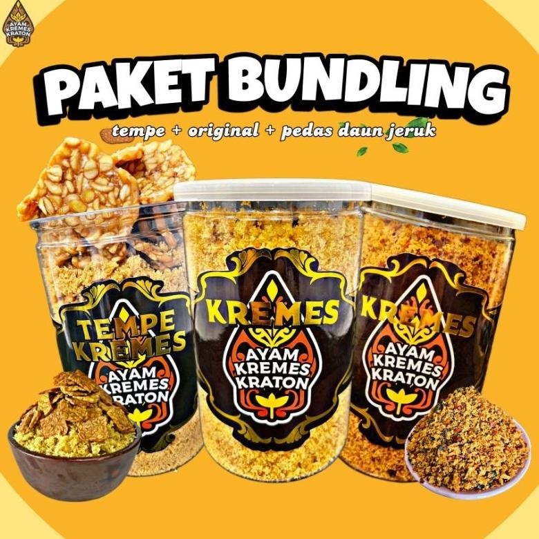 

rt-69 Kremes Kraton -Paket Bundling3 Kremes (Original, Pedas Daun Jeruk, Tempe) Berkualitas
