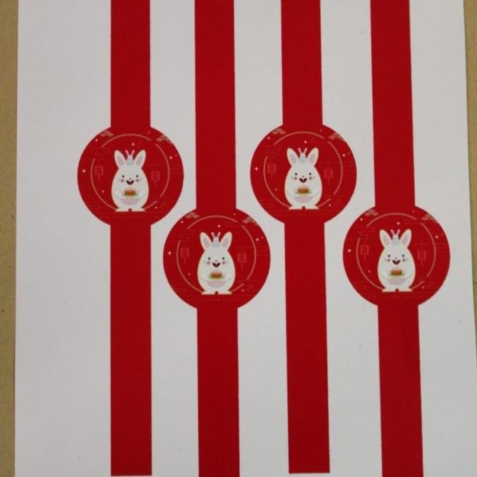 

$+$+$+$+] Seal Sticker mooncake 100 gr & 125 gr " Red Rabbit