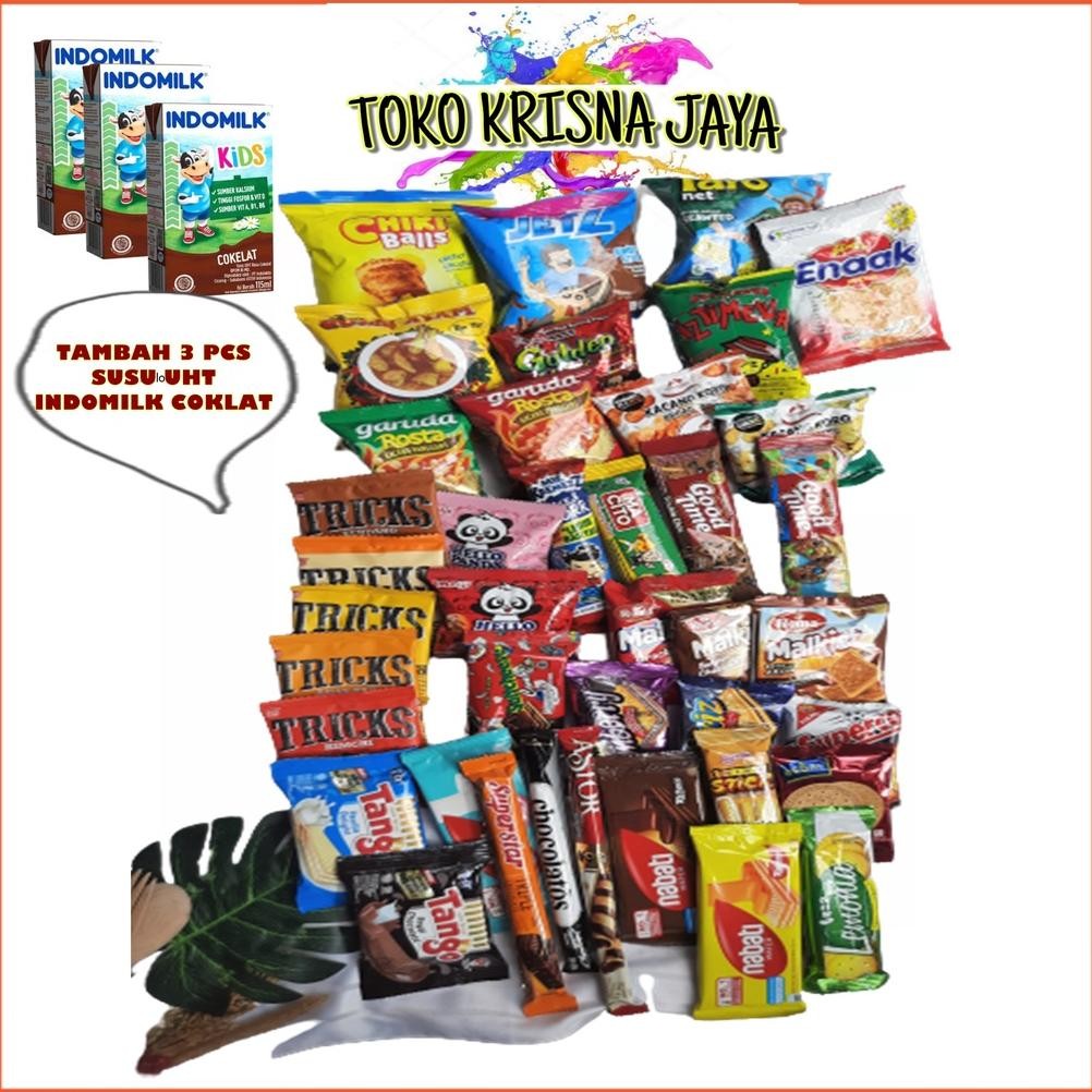 

TT60 PAKET NGEMIL DAPAT 40 ITEM SNACK BERAGAM TAMBAHAN 3 SUSU UHT Viral