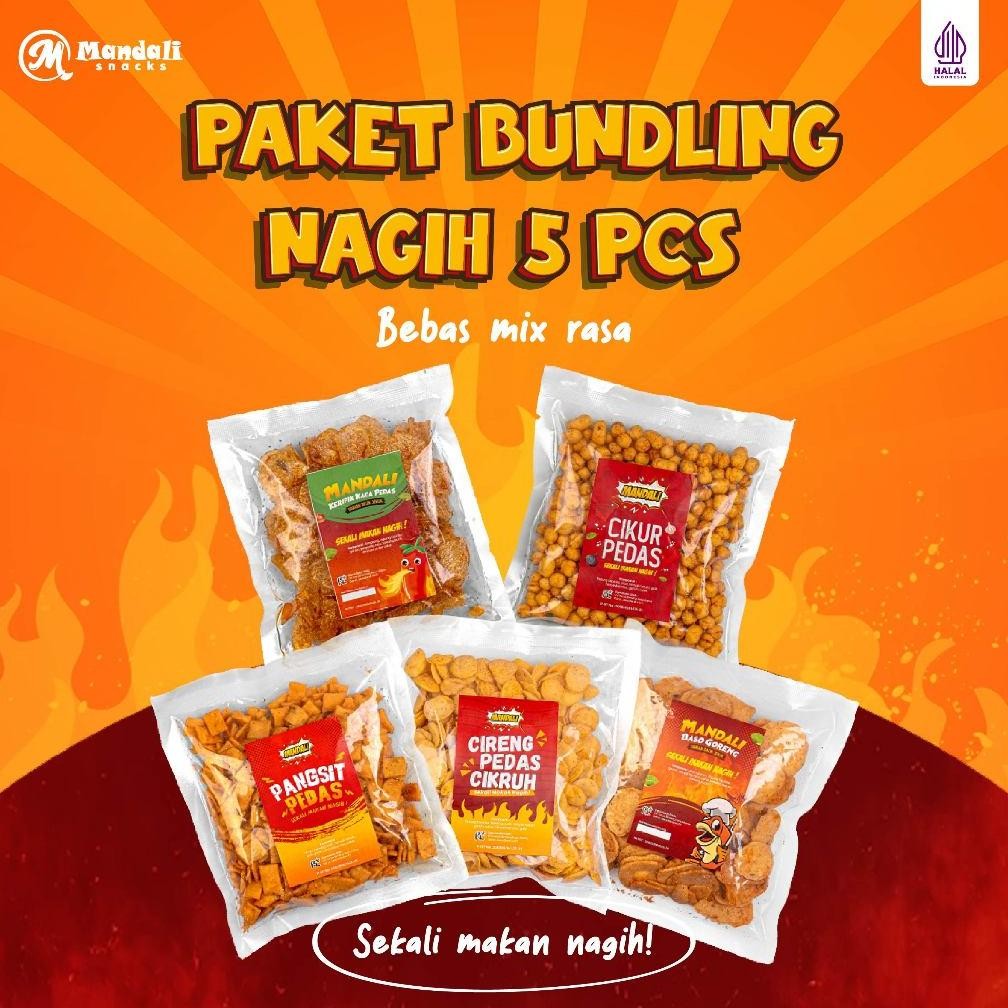 

fg-80 PAKET JAJANAN 5 PCS CIKUR CIRENG PANGSIT KRIPCA BASRENG MIX RASA Termurah