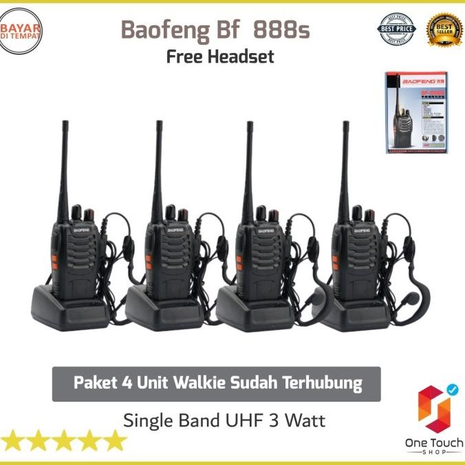 Paket 4 Unit Radio HT Walkie Talkie Baofeng 888s Siap Pakai