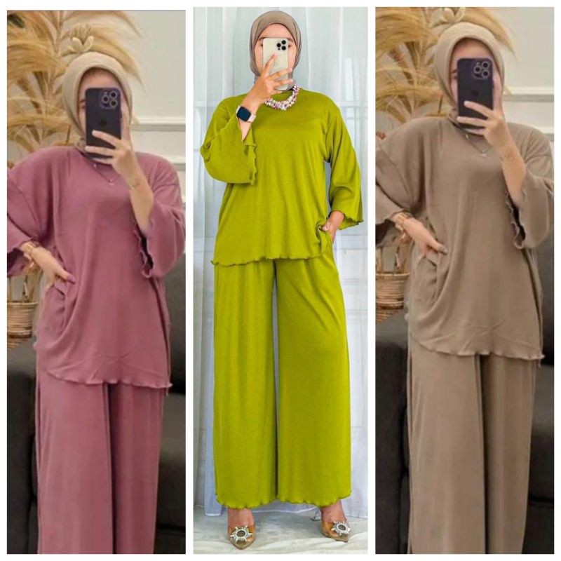 Setelan Wanita Kekinian Satustell Pakaian Prmpuan Oneset Korean Style Terbaru2024 Atasan Bawahan Fas