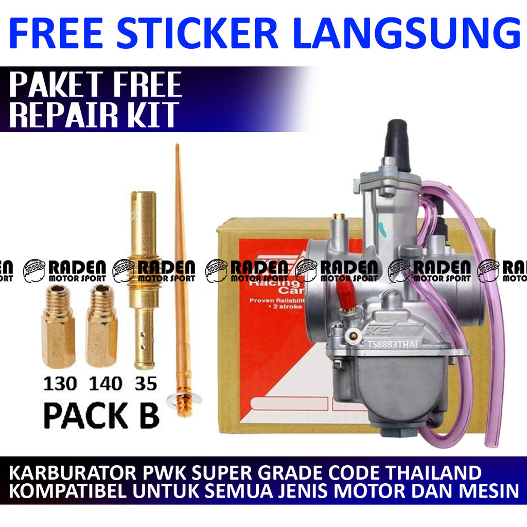 (PAKET) KARBURATOR + REPAIR KIT PWK 24 26 28 30 32 34 KARBU PWK SMASH SHOGUN SKYWAVE MX KING ORI ORI
