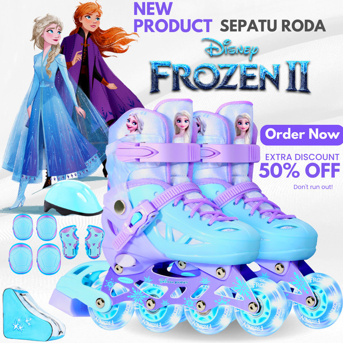 Terlaris Sepatu Roda Frozen Anak Perempuan 100% Original Disney Full Set