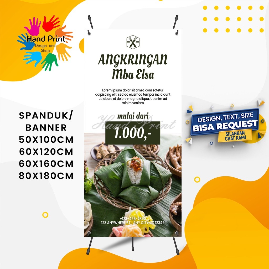 Spanduk Banner MMT Angkringan  Sate Seafood Seblak Ceker Sosis Bakar Bakso Mercon B