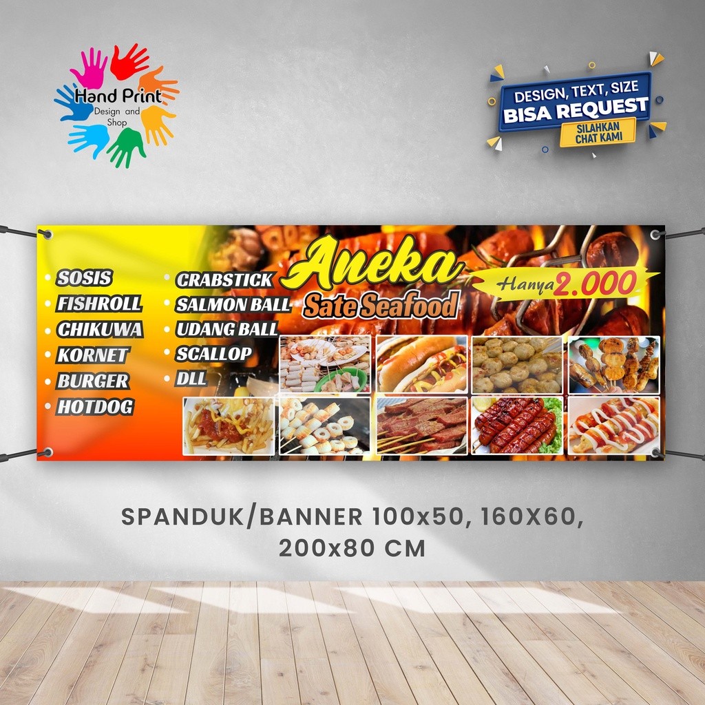Spanduk Banner Jajanan Seafood Snack Sosis Bakar C Gratis Memesan Desain