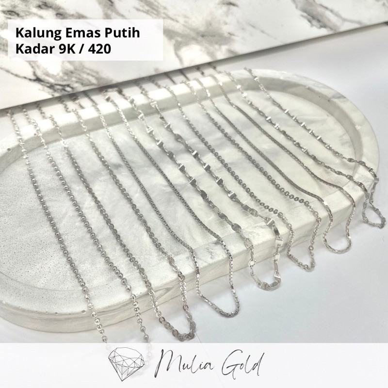 Kalung Emas Putih Kadar 9K / 420 ASLI 100%, Toko mas mulia Bekasi