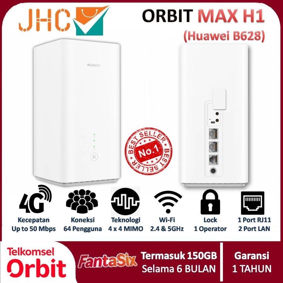 Telkomsel Orbit Max H1 Modem Wifi 4G Huawei B628 High Speed Free Kuota