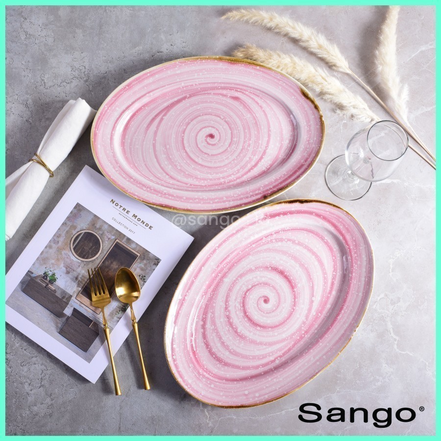 SANGO Set Piring Saji Oval Baby Pink (Isi 2)