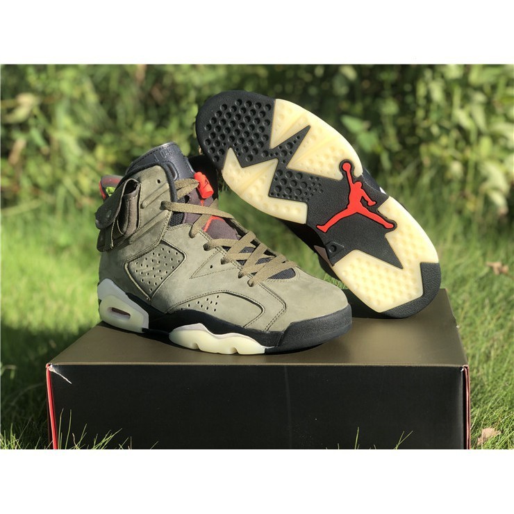 Travis Scott x AJ6 "Medium Olive" 2019 Sepatu Basket CN1084-200 EGBW |F25D3351|