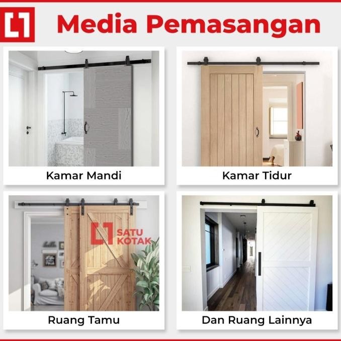 Rel Gantung Pintu Kayu Geser Sliding Rail Barn Door 2,4 Meter Weldom