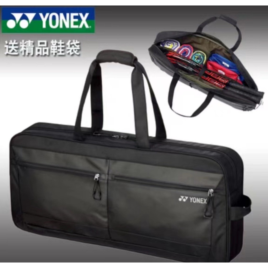 YONEX Ransel Raket Tenis/Badminton Kapasitas Tinggi Saku Ganda Portabel Serat Poliester Tahan Air + 