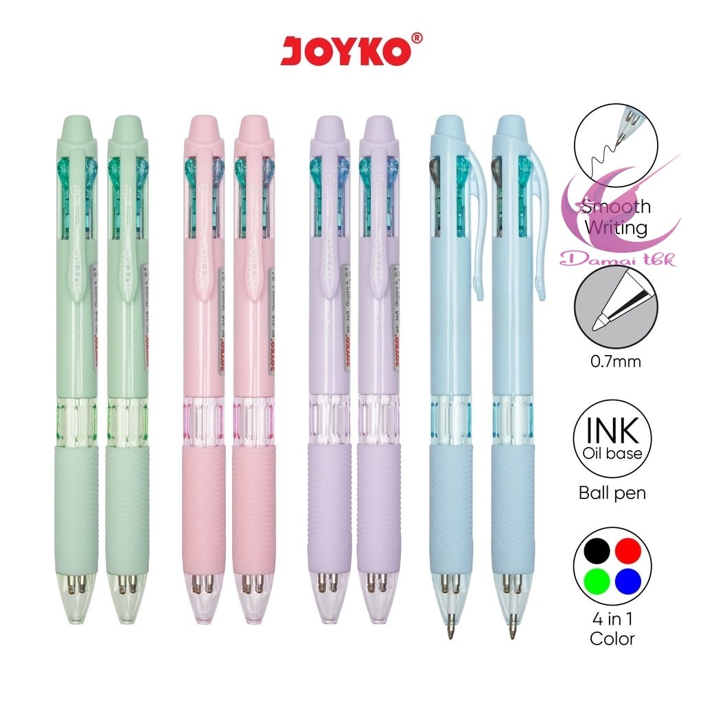 

Pulpen 4 Warna Joyko Bp-348 Quaco Pastel Pena Pulpen Warna Warni