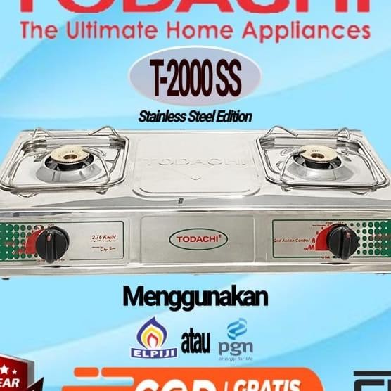 Todachi T-2000S Kompor Gas 2 Tungku Stainless Elpiji Dan Gas Alam